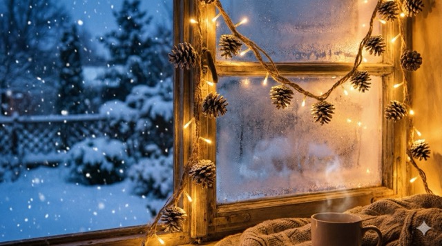 Guirnaldas LED en ventana