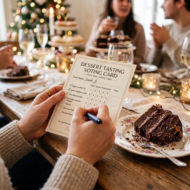 Tarjetas de puntuación para evaluar los postres